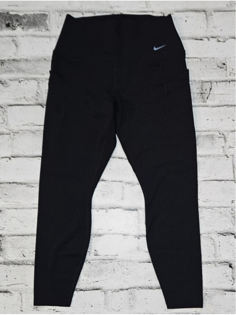 Nike Dri FIT High Rise 7/8 Leggings Large Black Side Pocket Training